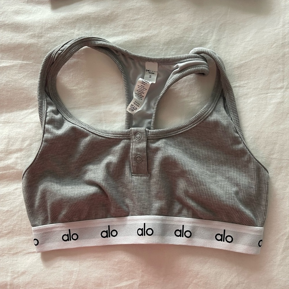 Alo Yoga cotton ribbed racer back sports bra
